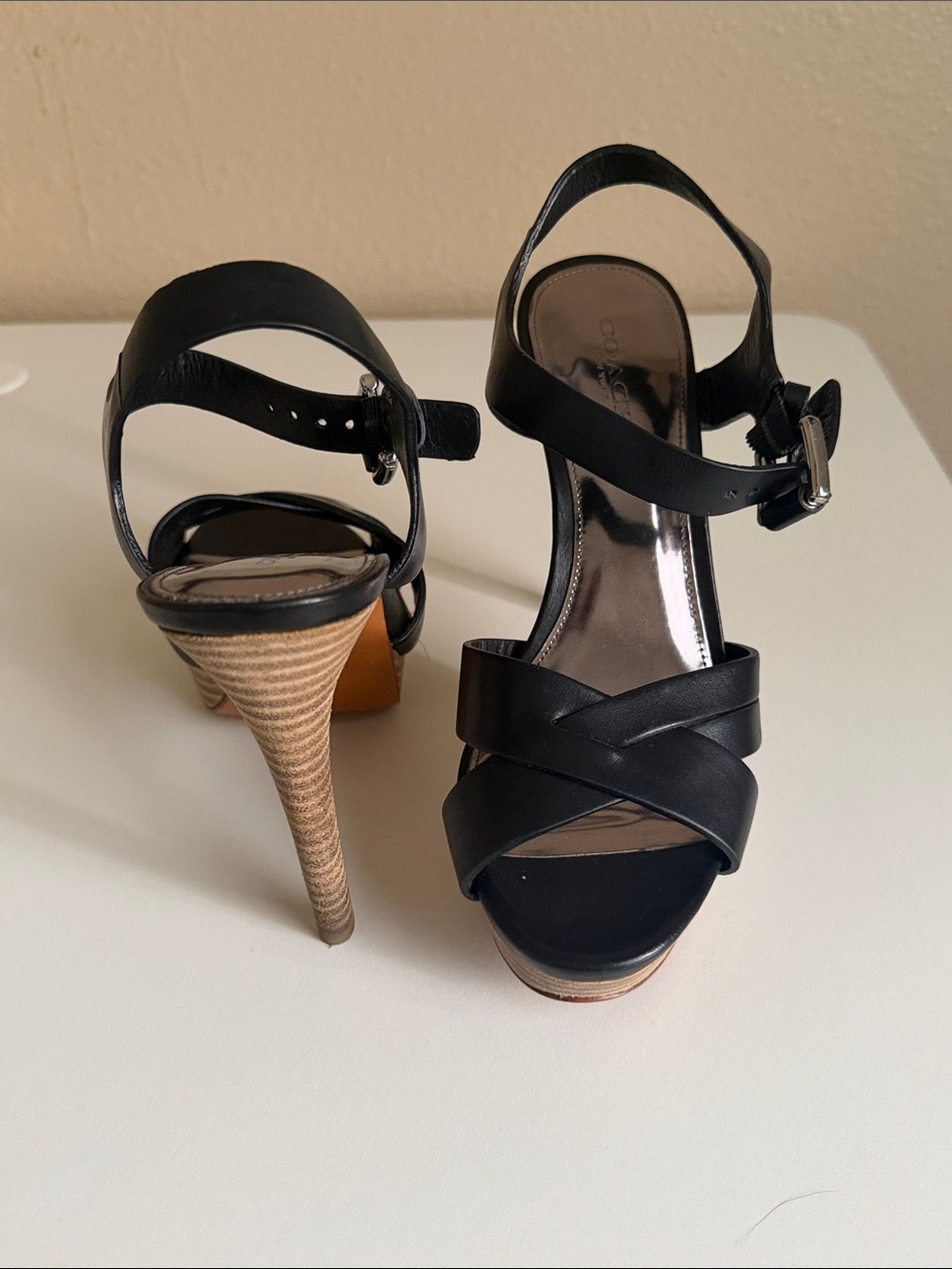 Black Strappy High Heel Sandals - Women